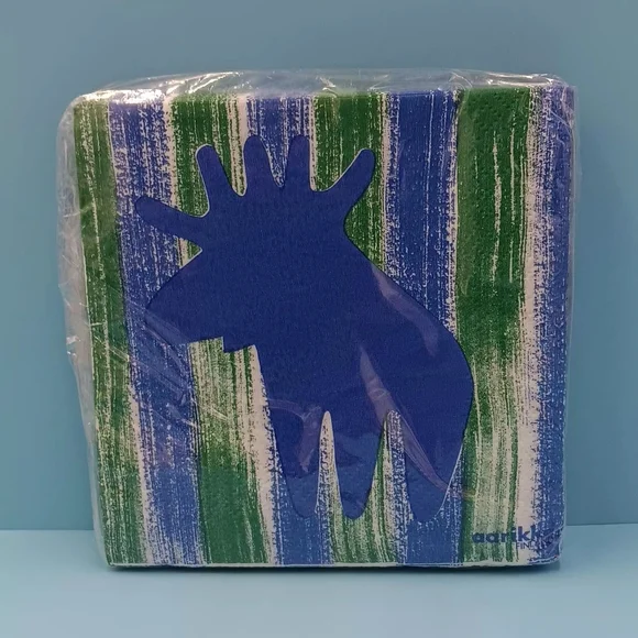 VTG Aarikka Finland 4 Blue Birch Wood Moose Napkin Rings and 20 Moose Napkins - Picture 4 of 7